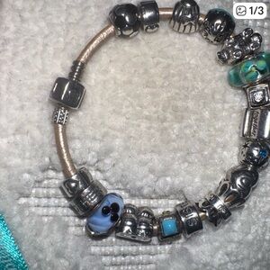 Pandora Silver Bracelet with Blue Charms